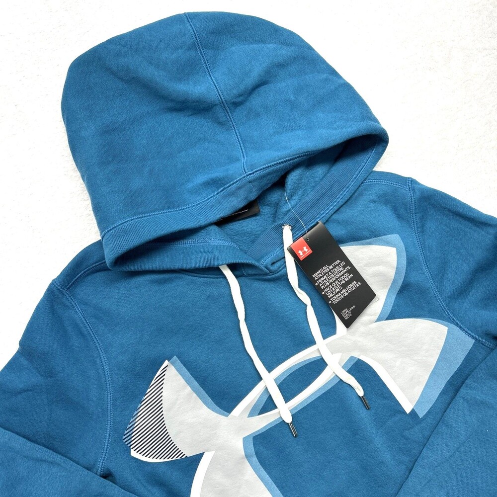 Under Armour Long Sleeve Aqua Blue Hoodie W/ Pockets Womens S Cotton Blend NWT